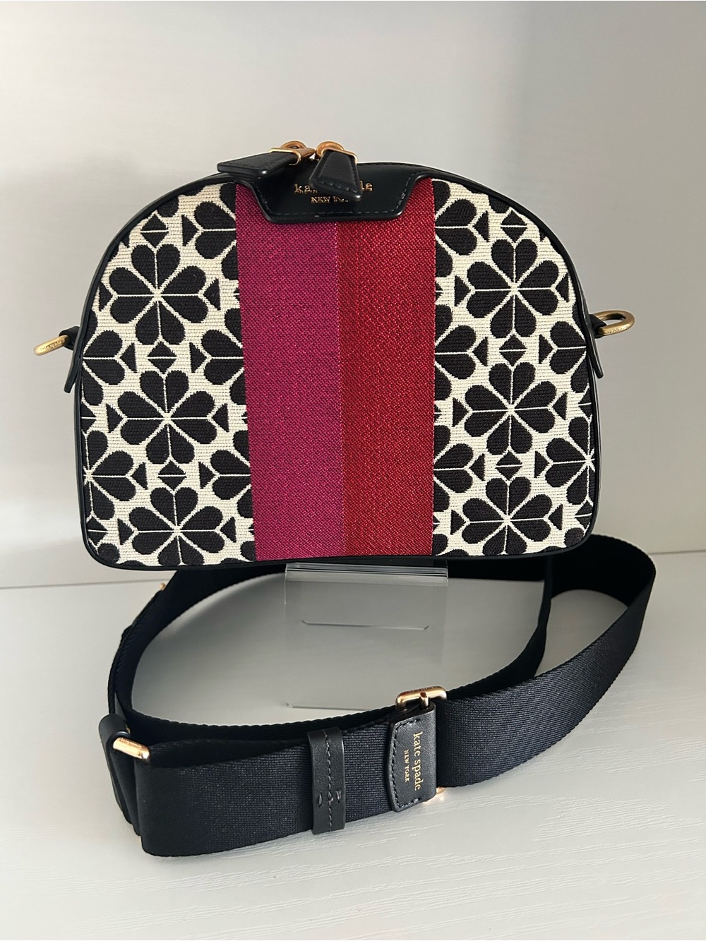MSRP $298 Kate Spade  Spade Flower Jacquard Striped Addy med Dome crossbody